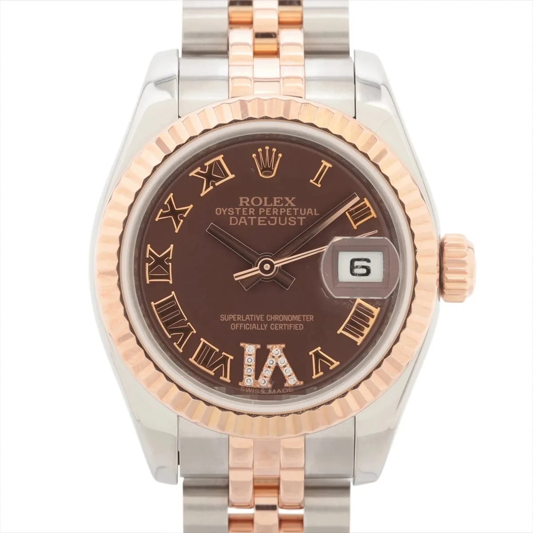 ROLEX DATEJUST CHOCOLATE-FACE WATCH: Rolex Datejust Chocolate-Face Watch Brand: Rolex Type: Wristwatch Material: PG×SS Color: Dial Color chocolate Size: Case:W0.8 x H0.8inch / W26 x H26 Circumference of Wrist:5.9inch / 15 Accessories