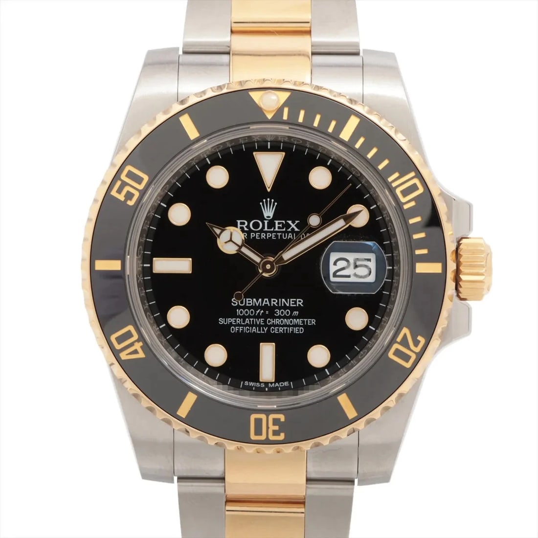 ROLEX SUBMARINER DATE BLACK DIAL WATCH: Rolex Submariner Date Black Dial Watch Brand: Rolex Type: Wristwatch Material: SS×YG Color: Dial Color Black Size: Case:W1.6 x H1.6inch / W40 x H40 Circumference of Wrist:6.9inch / 17.5 Accessorie
