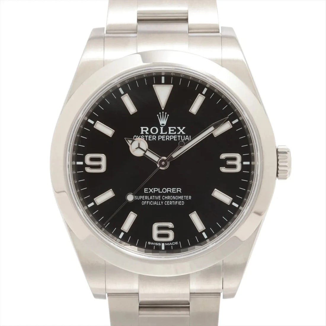 ROLEX EXPLORER I BLACK DIAL WATCH: Rolex Explorer I Black Dial Watch Brand: Rolex Type: Wristwatch Material: SS Color: Dial Color Black Size: Case:W1.2 x H1.2inch / W39 x H39 Circumference of Wrist:7.5inch / 19 Accessories: None