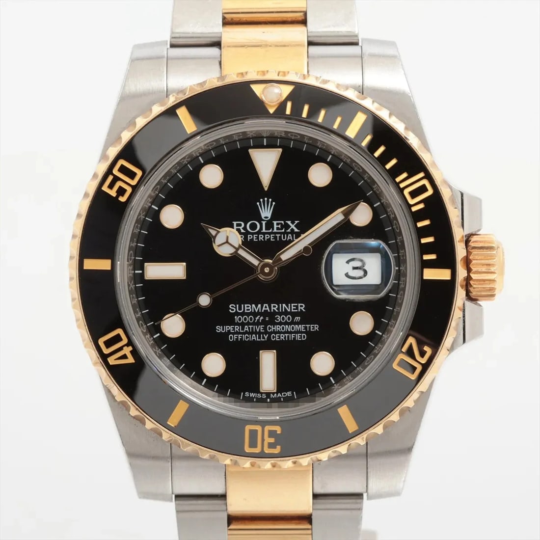 ROLEX SUBMARINER DATE BLACK DIAL WATCH: Rolex Submariner Date Black Dial Watch Brand: Rolex Type: Wristwatch Material: SS×YG Color: Dial Color Black Size: Case:W1.6 x H1.6inch / W40 x H40 Circumference of Wrist:7.1inch / 18 Accessories: