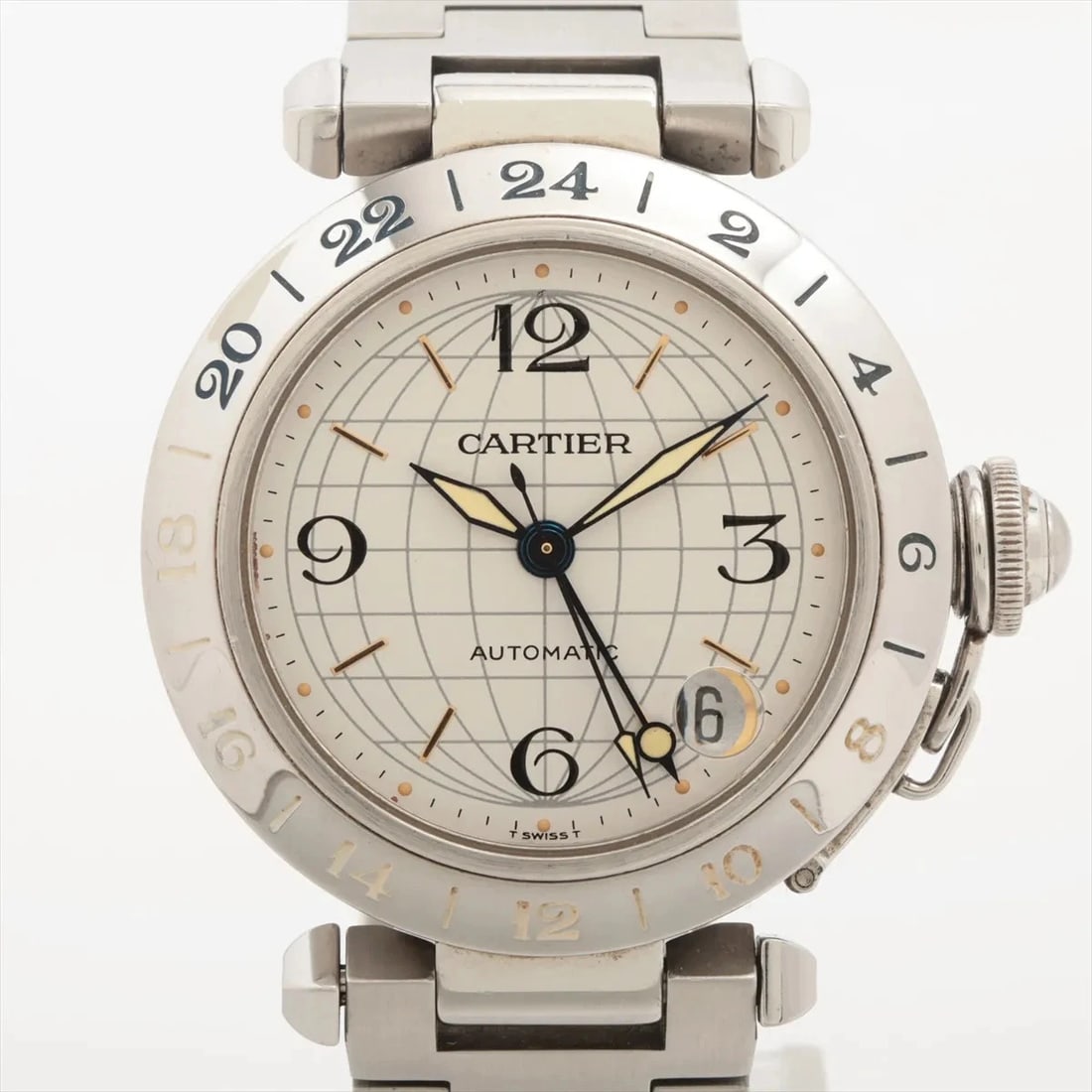 CARTIER PASHA C SILVER-FACE WATCH: Cartier Pasha C Silver-Face Watch Brand: Cartier Type: Wristwatch Material: SS Color: Dial Color silver Size: Case:W1.2 x H1.2inch / W35 x H35 Circumference of Wrist:5.7inch / 14.5 Accessories: No