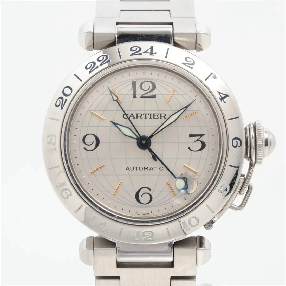 CARTIER PASHA C SILVER-FACE WATCH: Cartier Pasha C Silver-Face Watch Brand: Cartier Type: Wristwatch Material: SS Color: Dial Color silver Size: Case:W1.2 x H1.2inch / W35 x H35 Circumference of Wrist:5.9inch / 15 Accessories: None