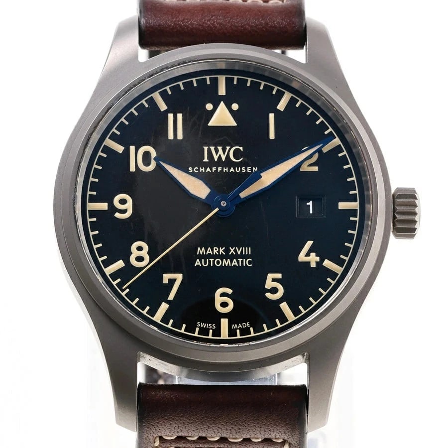 IWC PILOT'S WATCH MARK XVIII HERITAGE BLACK WATCH: IWC Pilot's Watch Mark XVIII Heritage Black Watch Brand: IWC Type: Wristwatch Material: titanium Color: Dial Color black Size: Width 40.0mm, Thickness 10.8mm, Lug width 20.0mm, Buckle width 18.0mm