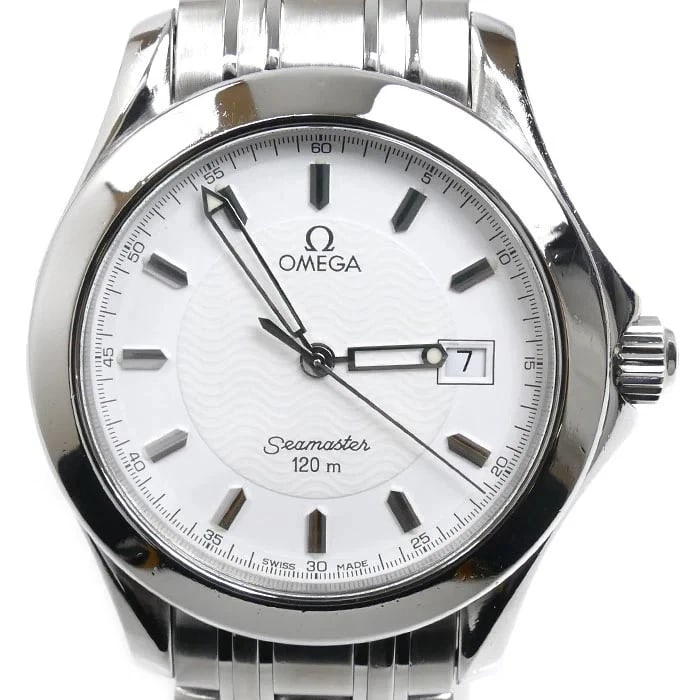 OMEGA SEAMASTER QUARTZ WATCH: Omega Seamaster Quartz Watch Brand: OMEGA Type: Wristwatch Material: ss Color: Dial Color white,silver Size: Case Diameter: Approx. 36mm (excluding crown) Case Thickness: Approx. 9.8mm Wrist Circumfer
