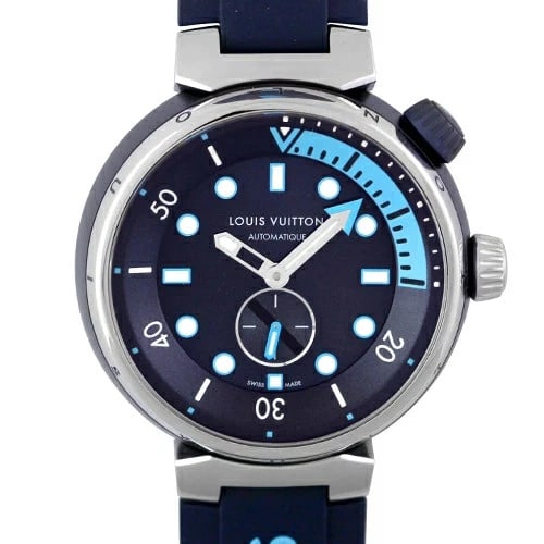 LOUIS VUITTON TAMBOUR STREET DIVER SKYLINE BLUE WATCH: Louis Vuitton Tambour Street Diver Skyline Blue Watch Brand: Louis Vuitton Type: Wristwatch Material: ss rubber Color: Dial Color navy Size: Size: 44mm Accessories: None Accessories Notice
