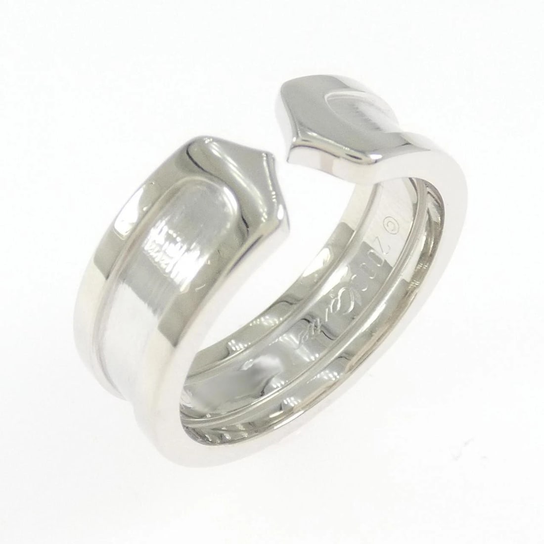 CARTIER C2 SMALL RING: Cartier C2 Small Ring Brand: CARTIER Type: Ring Material: 750 white gold, Color: White Gold Size: US 5 1/4 Accessories: None Accessories Notice: When purchasing pre-owned goods, please refer to the