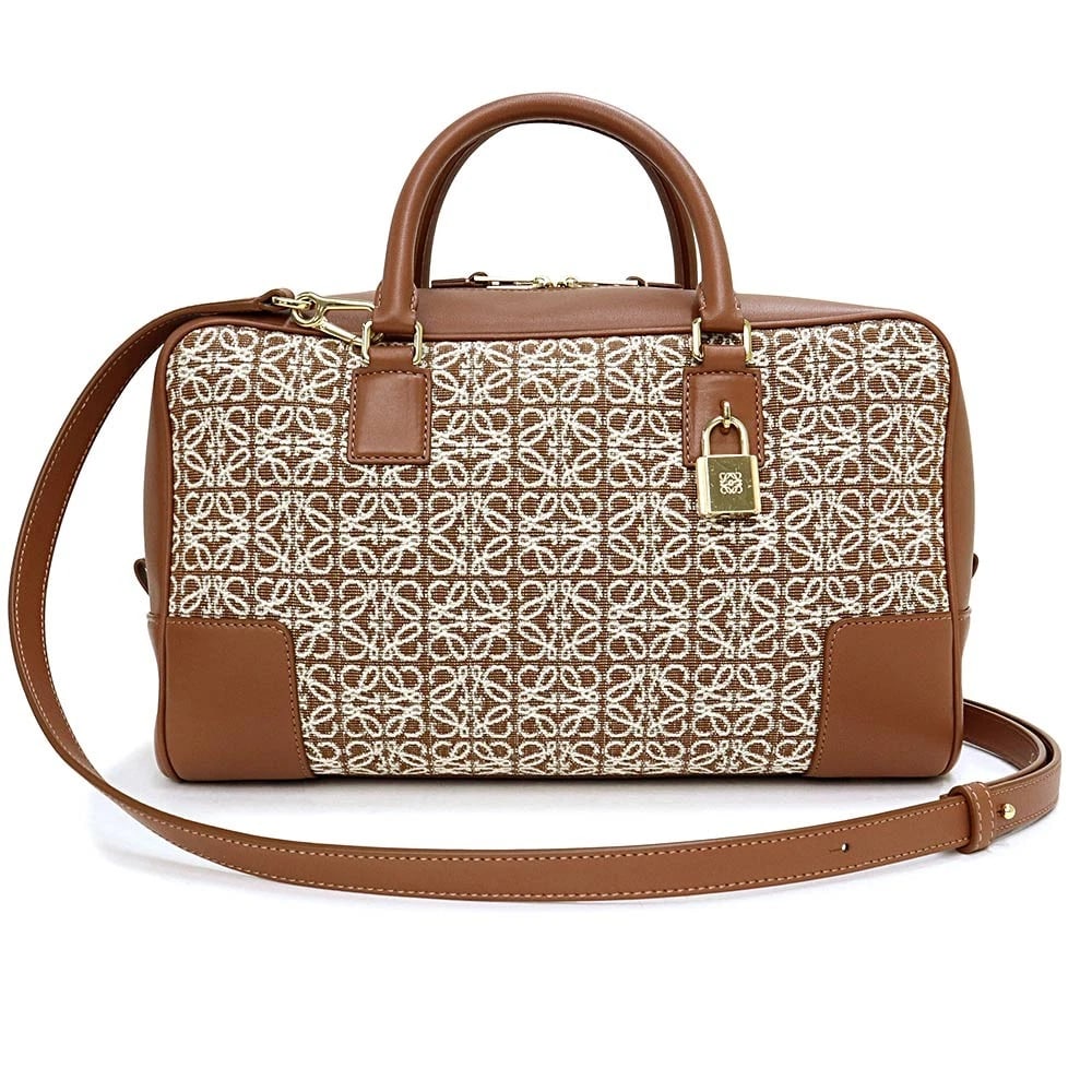 LOEWE 28 JACQUARD: LOEWE 28 Jacquard Brand: LOEWE Type: Handbag Material: Calfskin (Cowhide) / Jacquard Color: Tan Size: W: 28cm x H: 18cm x D: 11cm Handle: 29cm Accessories: None Accessories Notice: When pu