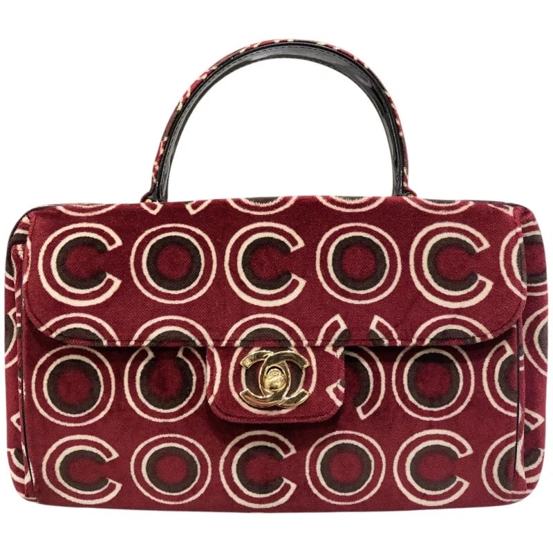 CHANEL VELVET COCO HANDBAG: CHANEL Velvet COCO Handbag Brand: CHANEL Type: Handbag Material: Velour Color: Red / GD Hardware Size: W: 24cm / H: 13.5cm / D: 7cm Accessories: None Accessories Notice: When purchasing pre-owned