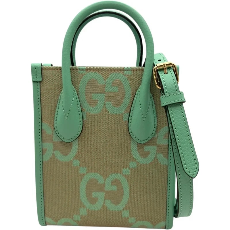 GUCCI JUMBO GG MINI TOTE: GUCCI Jumbo GG Mini Tote Brand: GUCCI Type: Handbag Material: Jumbo Gg Canvas Color: green Size: W: 14cm / H: 20cm / D: 6.5cm Accessories: None Accessories Notice: When purchasing pre-owne