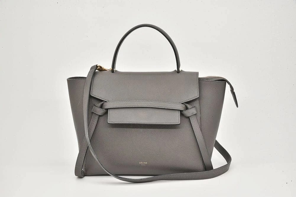 CELINE MICRO BELT BAG HANDBAG GREY: Celine Micro Belt Bag Handbag Grey Brand: Celine Type: Handbag Material: Leather Color: Gray Size: W24 x H20 x D13cm Accessories: None Accessories Notice: When purchasing pre-owned goods,