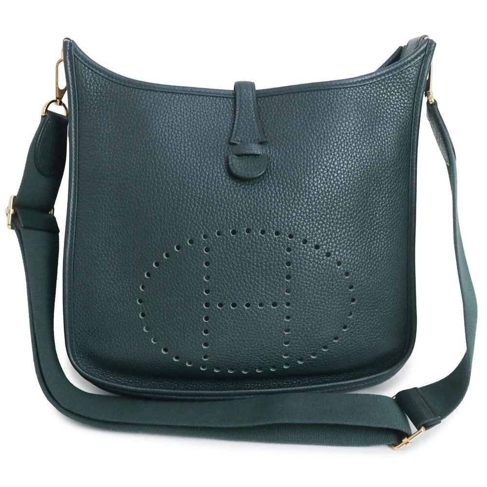 HERMES EVELYNE 3 TROIS 29 PM SHOULDER BAG: HERMES Evelyne 3 Trois 29 PM Shoulder Bag Brand: HERMES Type: Handbag Material: Taurillon Clemence Color: Vert Cypres Size: W: 29cm x H: 30cm x D: 8cm Accessories: None Accessories Notice: