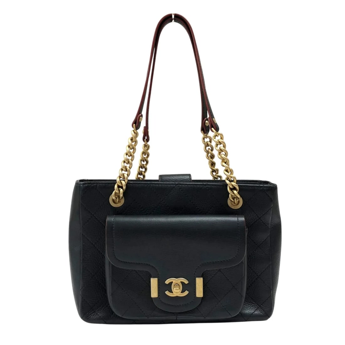 CHANEL MATELASSE CHAIN SHOULDER BAG: CHANEL Matelasse Chain Shoulder Bag Brand: CHANEL Type: Handbag Material: Calf Color: Black / GD Hardware Size: W: 30cm / H: 21cm / D: 8cm Accessories: None Accessories Notice: When purchasing
