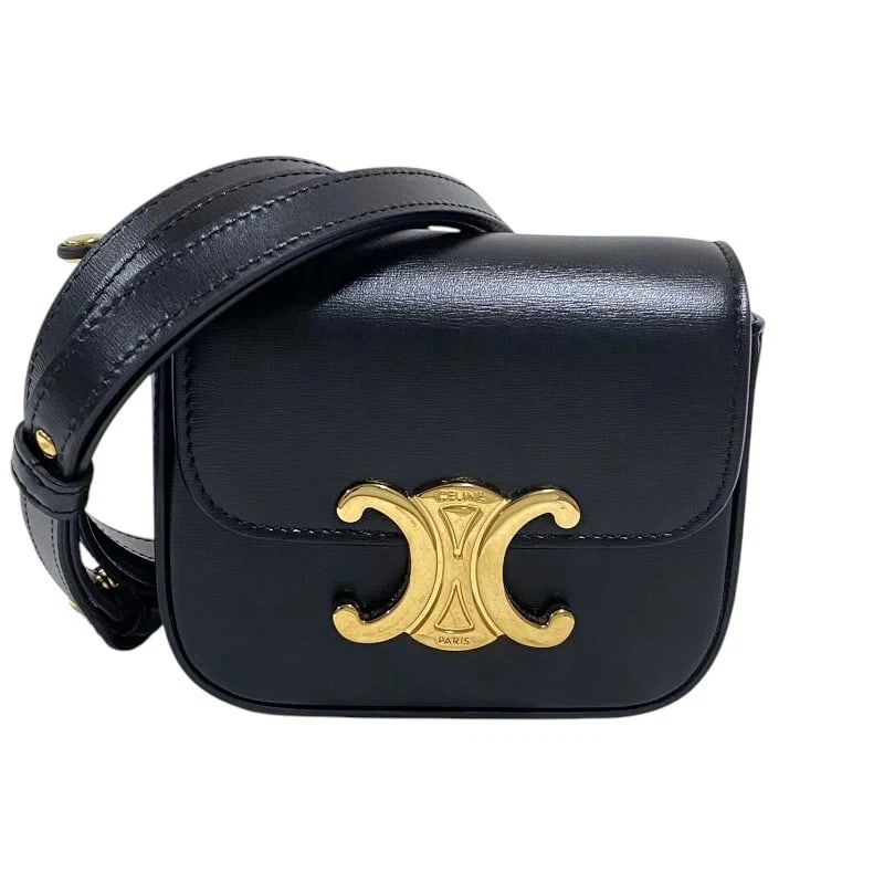 CELINE MINI CLAUDE SHOULDER BAG: CELINE Mini Claude Shoulder Bag Brand: CELINE Type: Handbag Material: Shiny Calf Color: Black / GD Hardware Size: W: 11.5cm / H: 9.5cm / D: 4cm Accessories: None Accessories Notice: When p