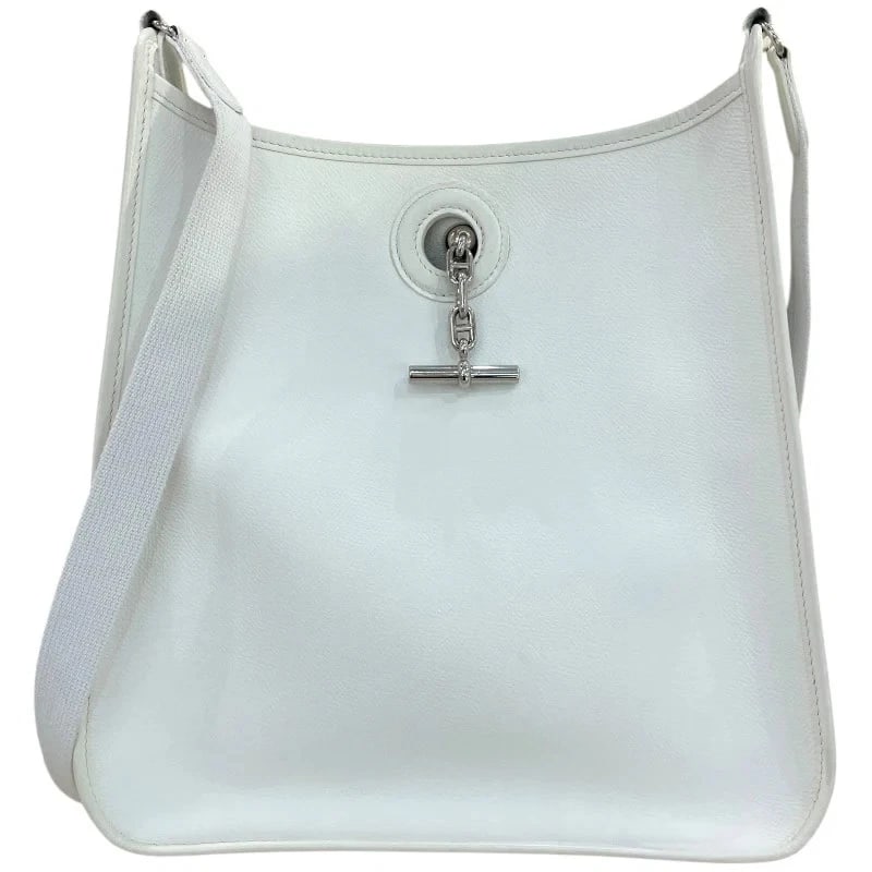 HERMES VESPA PM SHOULDER BAG: HERMES Vespa PM Shoulder Bag Brand: HERMES Type: Handbag Material: White / SV Hardware Color: Epson Size: W: 26cm / H: 32cm / D: 8.2cm Accessories: None Accessories Notice: When purchasing