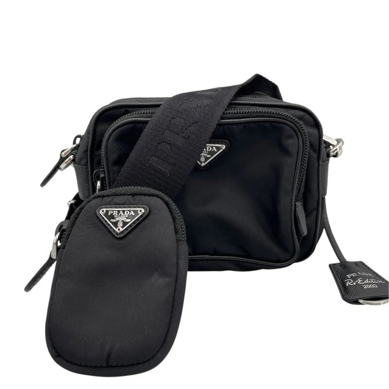 PRADA NYLON BLACK SHOULDER BAG: PRADA nylon black Shoulder Bag Brand: PRADA Type: Handbag Material: Nylon Color: black Size: W: 18cm / H: 13cm / D: 6.5cm Accessories: None Accessories Notice: When purchasing pre-owned go