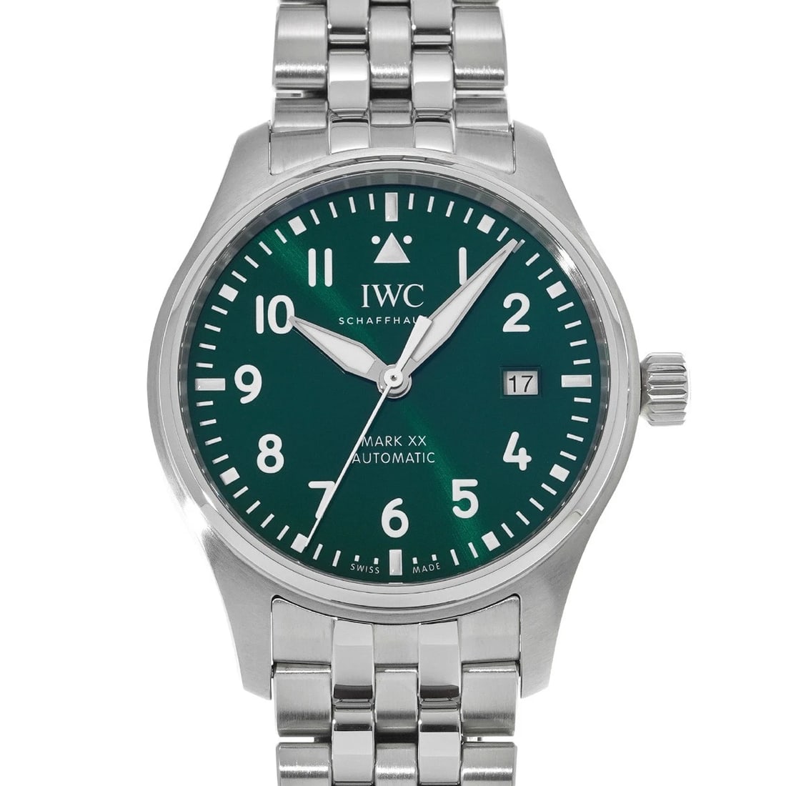 IWC PILOT'S GREEN WATCH: IWC Pilot's green Watch Brand: IWC Type: Wristwatch Material: Band Material Stainless steel, Case Material Stainless steel Color: Dial Color green Size: ??Case? H/about 40mm W/about 40mm D/about 10.8m