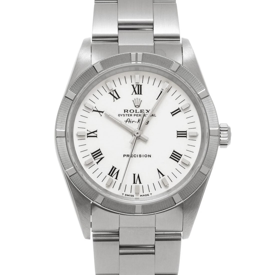 ROLEX AIR KING WHITE WATCH: ROLEX Air King white Watch Brand: ROLEX Type: Wristwatch Material: Band Material Stainless steel, Case Material Stainless steel Color: Dial Color white Size: ??Case? H/about 34mm W/about 34mm D/about 