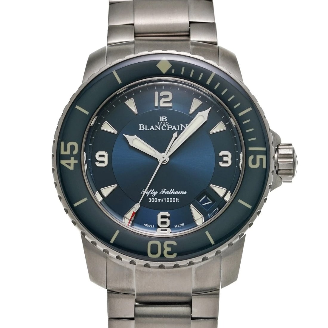 BLANCPAIN FATHOMS BLUE WATCH: Blancpain Fathoms blue Watch Brand: Blancpain Type: Wristwatch Material: Band Material titanium, Case Material titanium Color: Dial Color blue Size: ??Case? H/about 45mm W/about 45mm D/about 15.5mm lu
