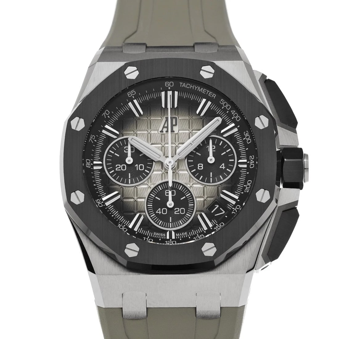 AUDEMARS PIGUET ROYAL OAK CHRONOGRAPH SMOKE WATCH: AUDEMARS PIGUET Royal Oak Chronograph Smoke Watch Brand: AUDEMARS PIGUET Type: Wristwatch Material: Band Material rubber, Case Material Stainless steel Color: Dial Color Smoke Light Brown/black Size: 