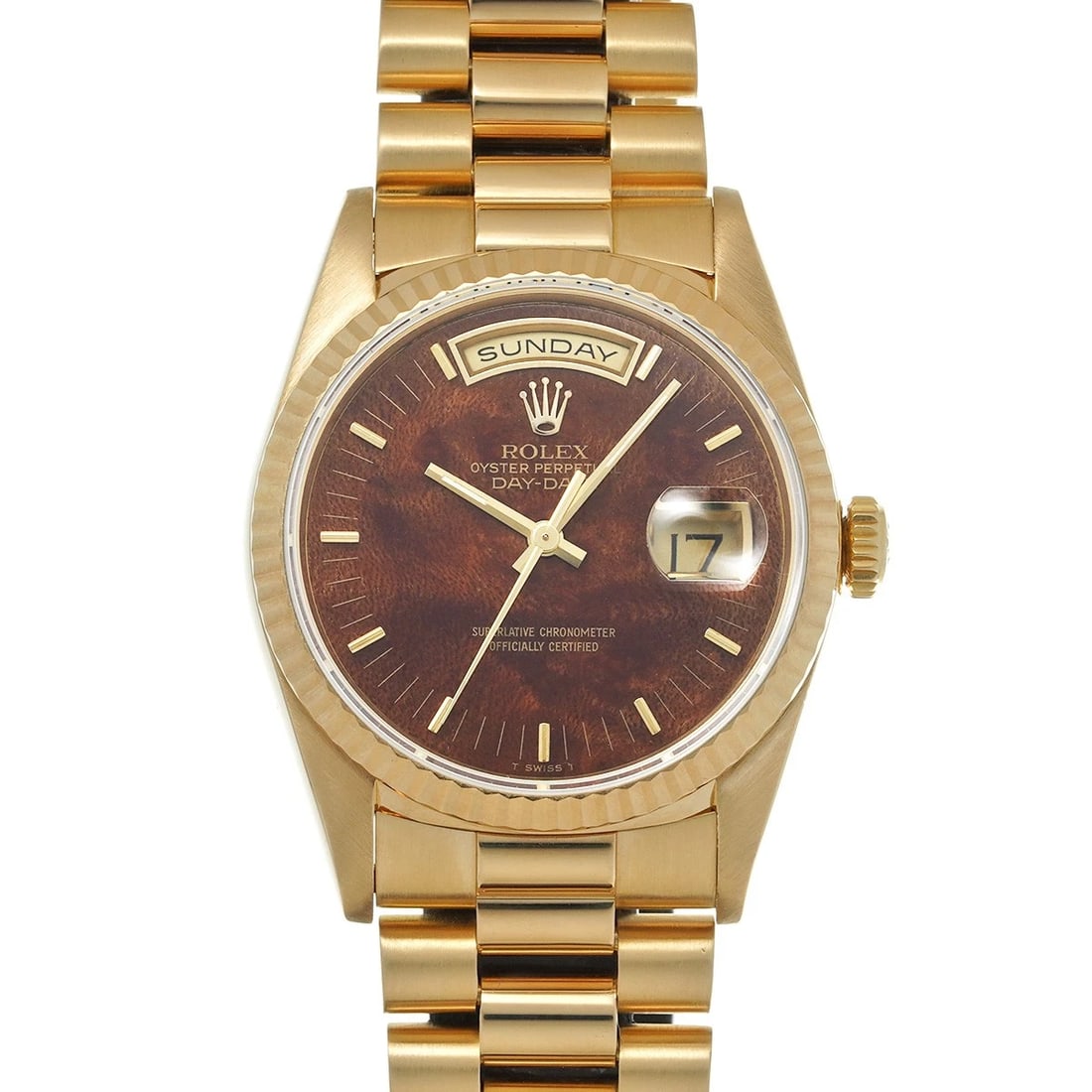ROLEX DATE MAHOGANY WOOD WATCH (1 of 4)
