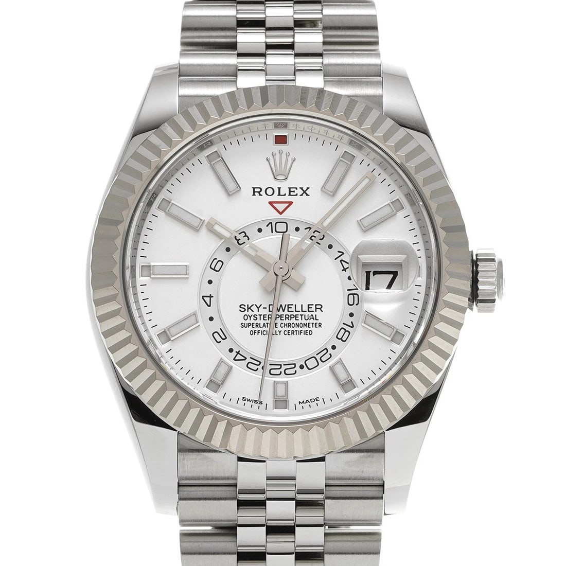 ROLEX SKY DWELLER WHITE WATCH: ROLEX Sky Dweller white Watch Brand: ROLEX Type: Wristwatch Material: Band Material Stainless steel, Case Material Stainless steel Color: Dial Color white Size: ??Case? H/about 42mm W/about 42mm D/abo