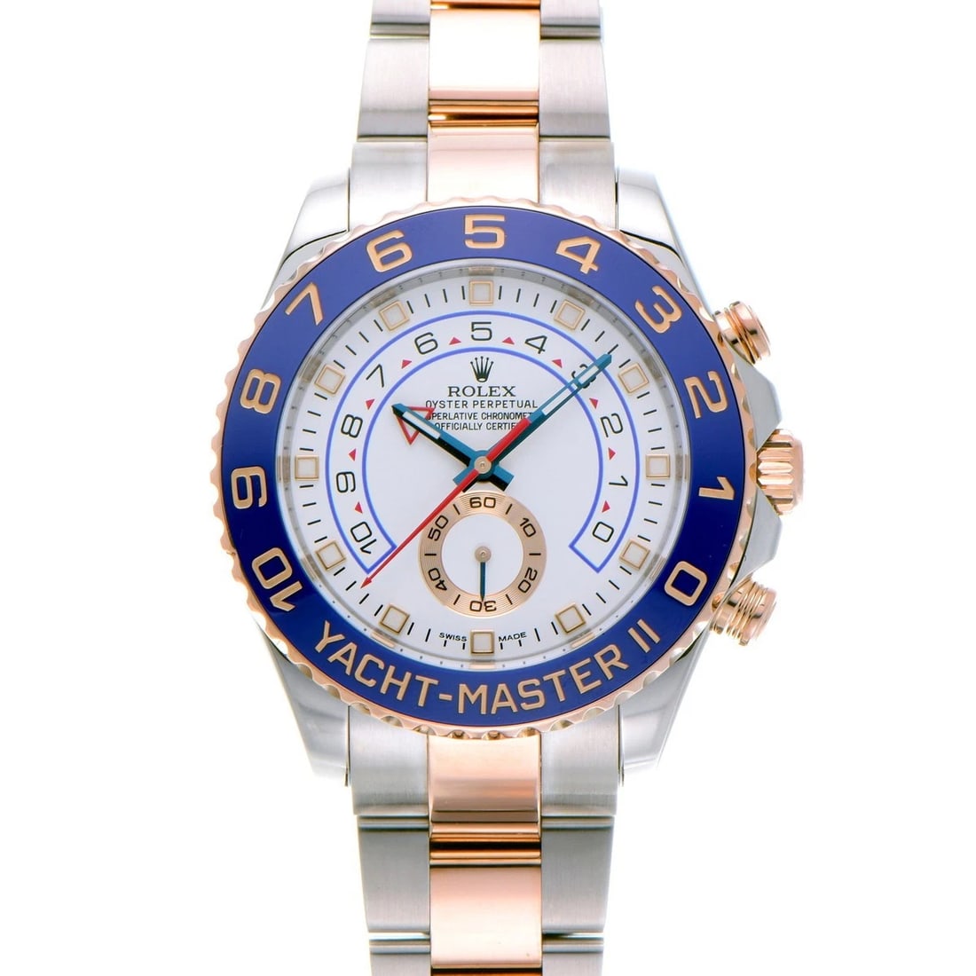 ROLEX YACHT MASTER WHITE WATCH: ROLEX Yacht Master white Watch Brand: ROLEX Type: Wristwatch Material: Band Material Stainless steel/Everrose gold, Case Material Stainless steel Color: Dial Color white Size: ??Case? H/about 44mm W/a