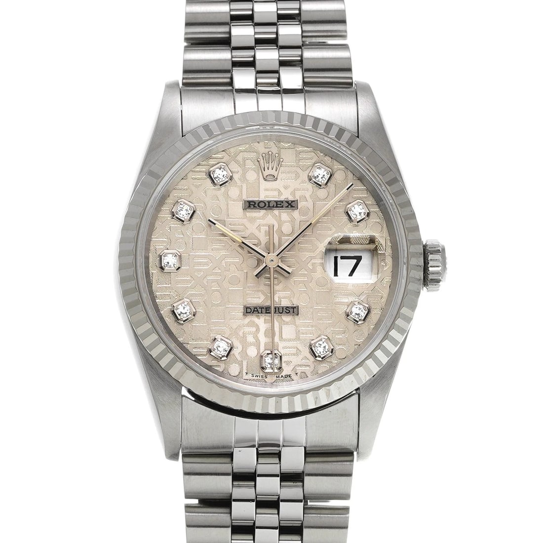 ROLEX DATEJUST SILVER COMPUTER DIAMOND WATCH (1 of 4)