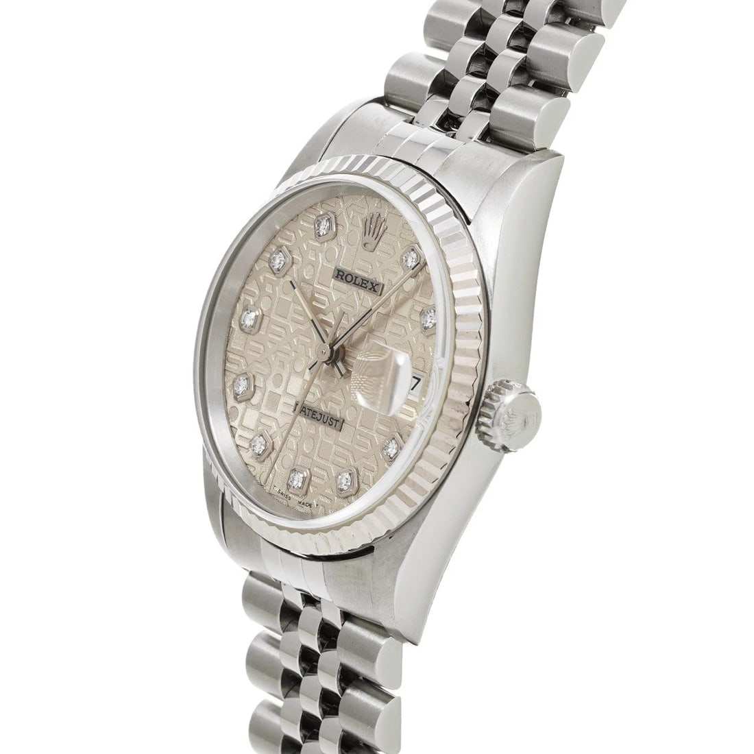 ROLEX DATEJUST SILVER COMPUTER DIAMOND WATCH - 2