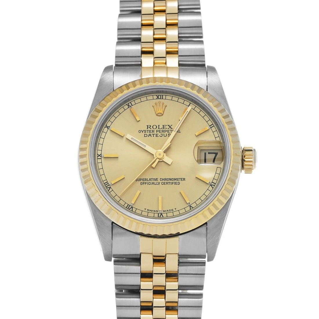 ROLEX DATEJUST CHAMPAGNE WATCH: ROLEX Datejust Champagne Watch Brand: ROLEX Type: Wristwatch Material: Band Material Stainless steel/Yellow Gold, Case Material Stainless steel Color: Dial Color Champagne Size: ??Case? H/about 31mm W