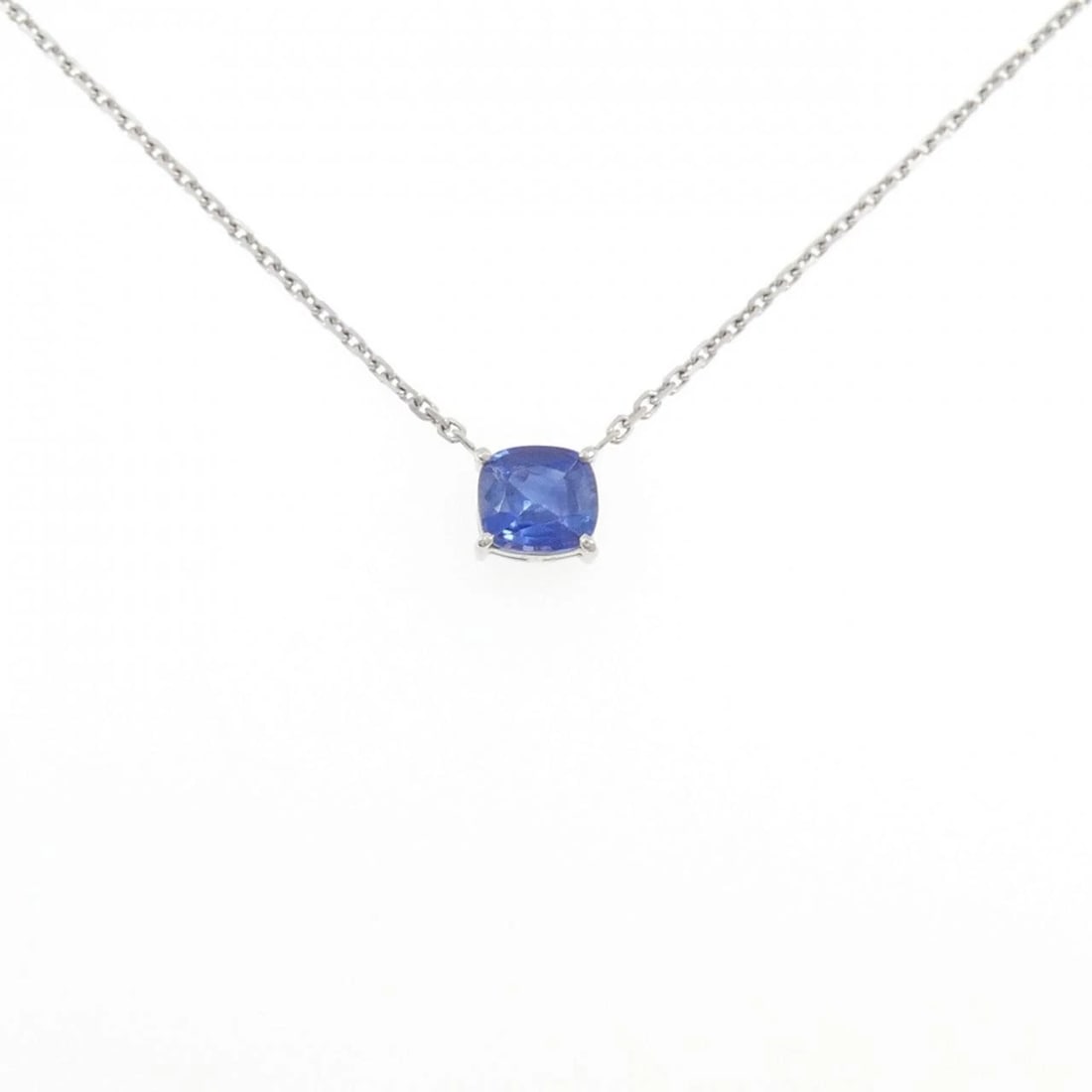PT900/PT850 SAPPHIRE NECKLACE: PT900/PT850 Sapphire Necklace Brand: Unbranded Type: Sapphire Necklace Material: PT900/PT850, Main Stone/Creation Sapphire Secondary StoneDiamond Color: silver Size: 46cmActual Size Pendant length