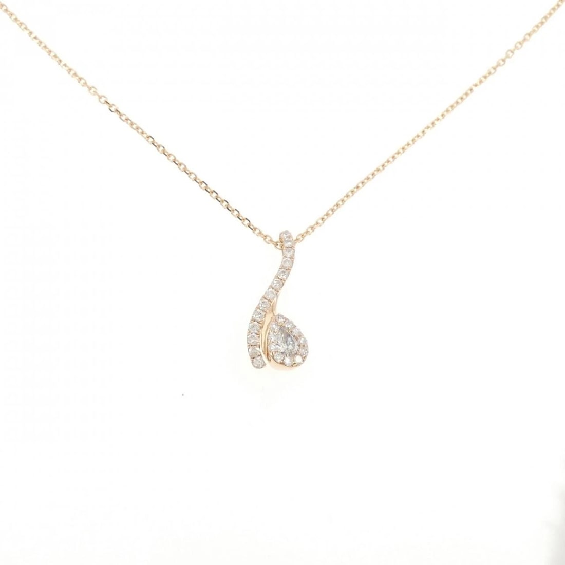 K18PG DIAMOND NECKLACE: K18PG Diamond Necklace Brand: Unbranded Type: Diamond Necklace Material: K18PG, Color: Pink Gold Size: Actual Size Pendant length approx. x width approx.: 20.2mmx8.1mm Chain maximum width approx.: