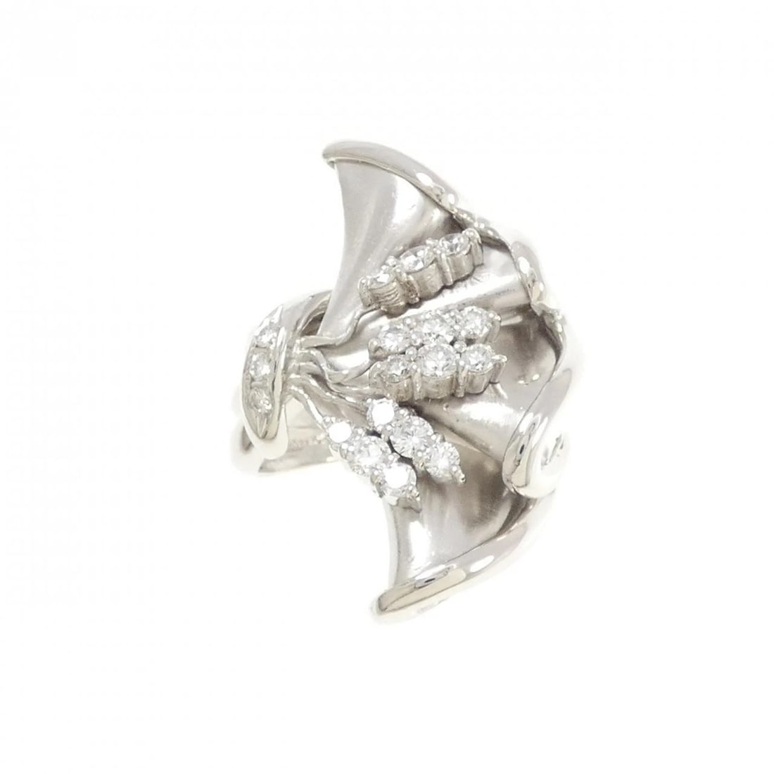 PT900 DIAMOND RING: PT900 Diamond Ring Brand: Unbranded Type: Diamond Ring Material: PT900, Main Stone/Creation Natural Color: Silver Size: US 6 Accessories: None Accessories Notice: When purchasing pre-owned
