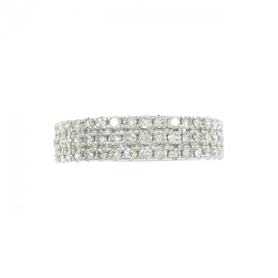 PT900 PAVE DIAMOND RING: PT900 Pave Diamond Ring Brand: Unbranded Type: Diamond Ring Material: PT900, Main Stone/Creation Natural Color: Silver Size: US 5 1/4 Accessories: None Accessories Notice: When purchasing pre-owned