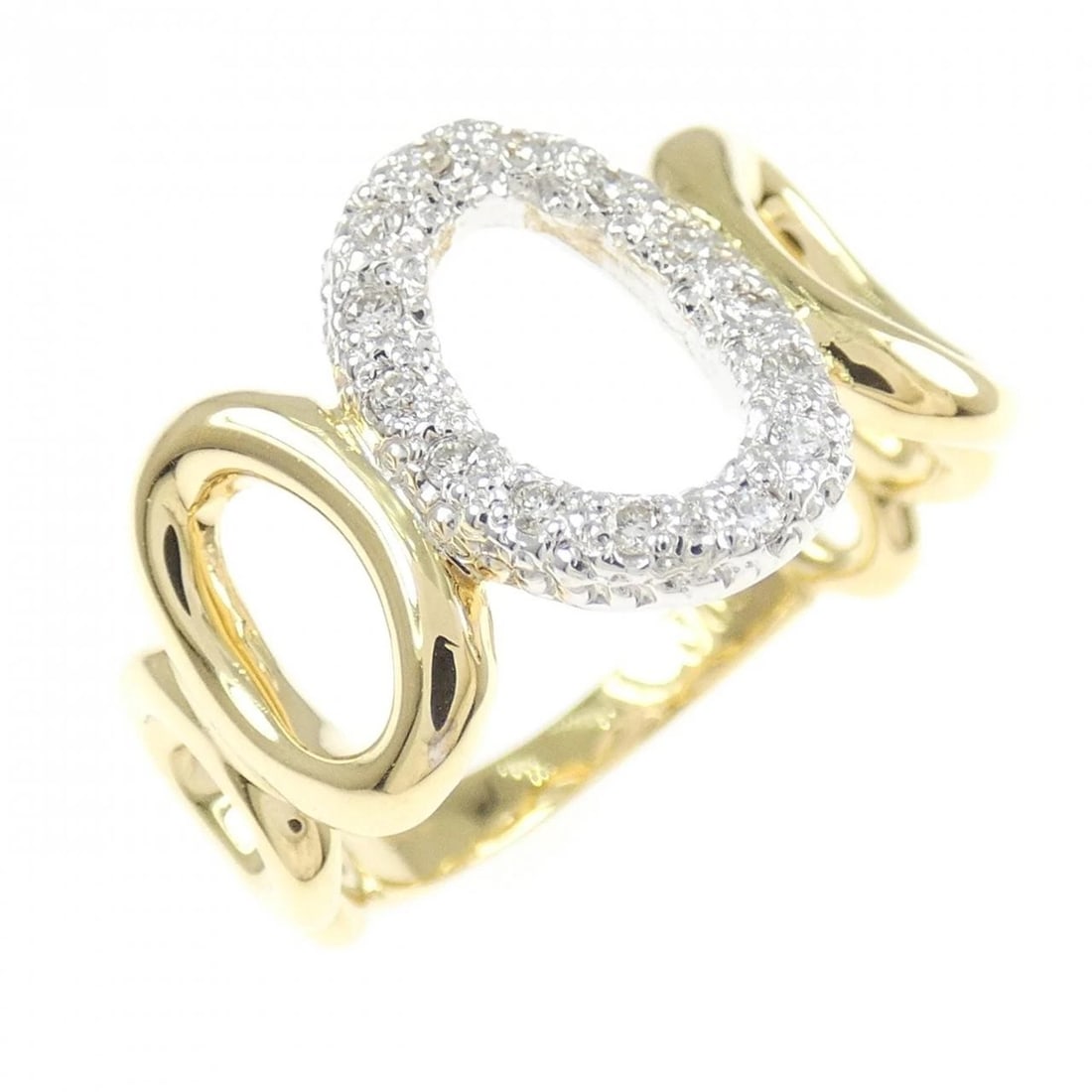 K18YG/K18WG DIAMOND RING: K18YG/K18WG Diamond Ring Brand: Unbranded Type: Diamond Ring Material: K18YG/K18WG, Main Stone/Creation Natural Color: YG,WG Size: US 5 1/4 Accessories: None Accessories Notice: When purch