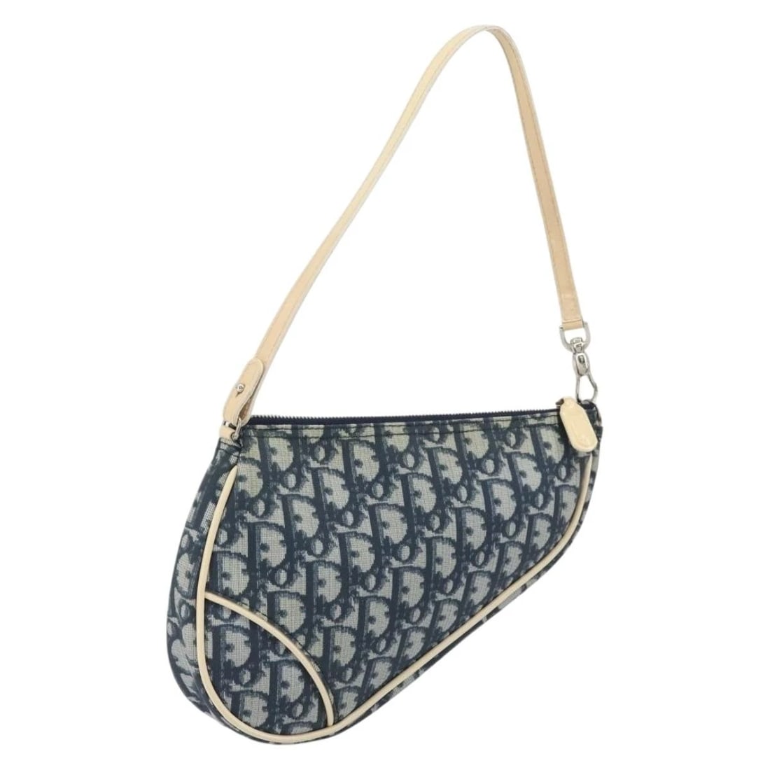 CHRISTIAN DIOR TROTTER CANVAS SADDLE ACCESSORY POUCH PVC: Christian Dior Trotter Canvas Saddle Accessory Pouch PVC Brand: Christian Dior Type: Accessory Pouch Material: Trotter Canvas Color: Navy/Silver Size: W8.3 x H6.3 x D2.0inch(Approx) Accessories: N