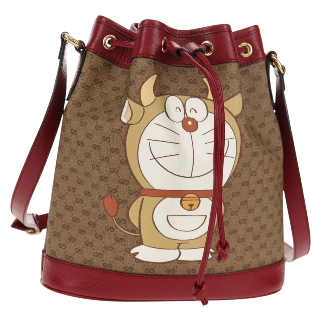 GUCCI MICRO GG SUPREME DORAEMON COLLABORATION BAG: GUCCI Micro GG Supreme Doraemon Collaboration Bag Brand: GUCCI Type: Shoulder Bag Material: PVC Leather/Micro Small GG Canvas Color: Beige/Gold Size: W9.4 x H10.2 x D0.8inch(Approx) Accessories: N