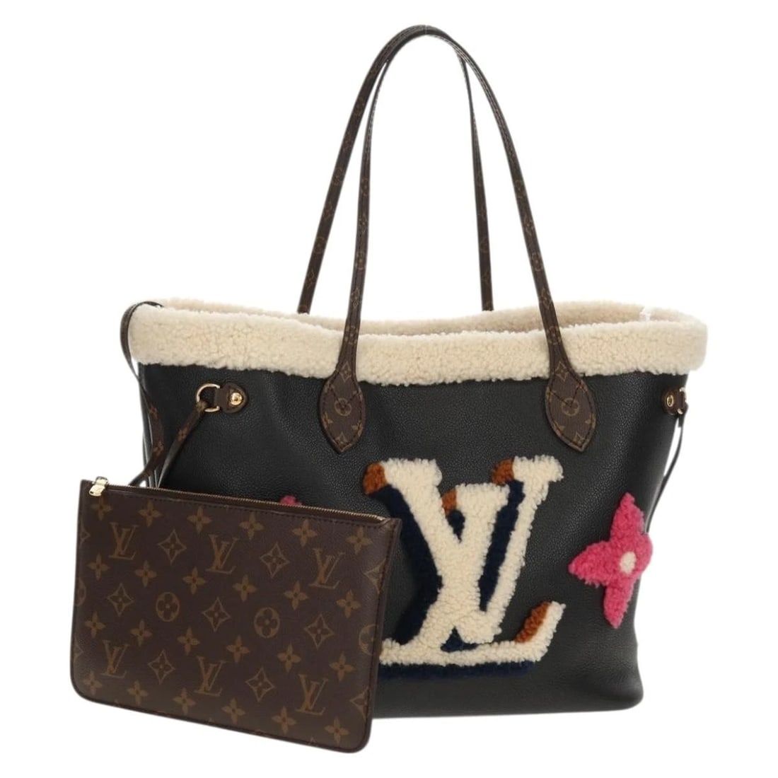 LOUIS VUITTON MONOGRAM TEDDY NEVERFULL MM TOTE BAG: LOUIS VUITTON Monogram Teddy Neverfull MM Tote Bag Brand: LOUIS VUITTON Type: Tote Bag Material: Monogram Canvas Color: Monogram/Black Size: W12.6 x H11.8 x D6.7inch(Approx) Accessories: None