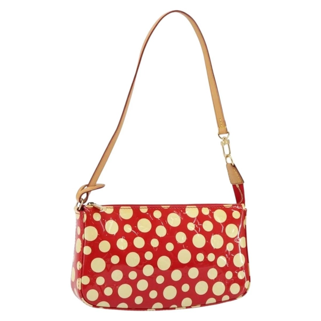 LOUIS VUITTON VERNIS YAYOI KUSAMA POCHETTE: LOUIS VUITTON Vernis Yayoi Kusama Pochette Brand: LOUIS VUITTON Type: Accessory Pouch Material: Patent Leather Color: Red Size: W9.4 x H5.1 x D1.2inch(Approx) Accessories: None Accessories
