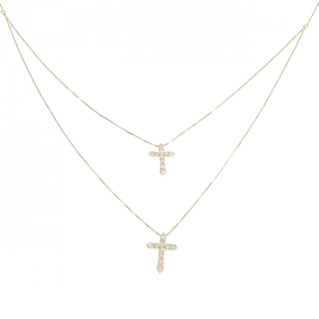 K18YG CROSS DIAMOND NECKLACE: K18YG Cross Diamond Necklace Brand: Unbranded Type: Diamond Necklace Material: K18YG, Main Stone/Creation Natural Color: Yellow Gold Size: 39cmActual Size Pendant length (top) x width: 11.6mm x 9.1mm