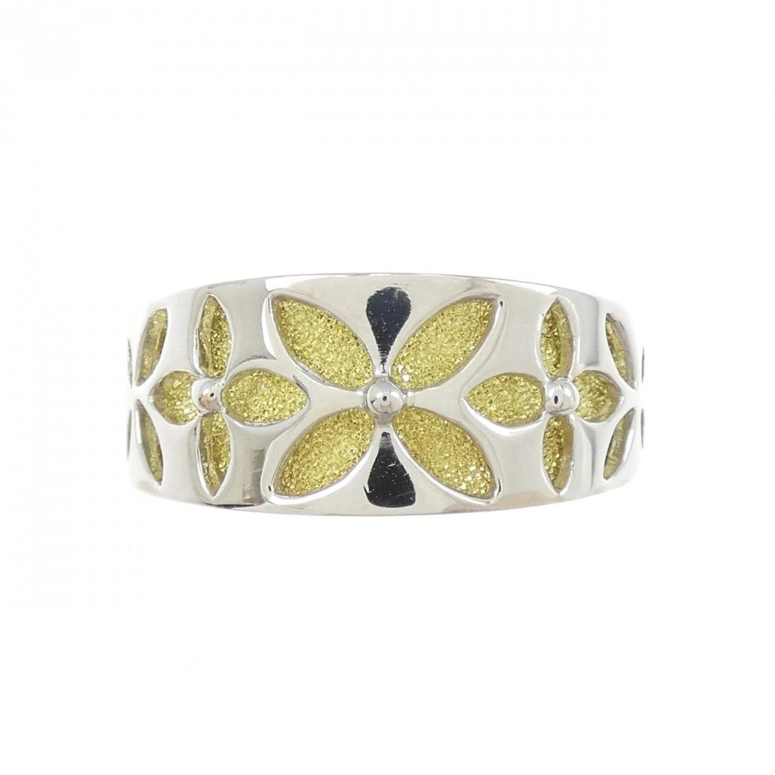 K18YG/PT900 FLOWER RING: K18YG/PT900 Flower Ring Brand: Unbranded Type: Ring Material: K18YG/PT900, Color: YG,silver Size: US 6 1/2 Accessories: None Accessories Notice: When purchasing pre-owned goods, please refer to the