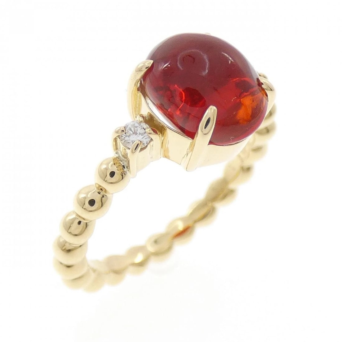 K18YG OPAL RING: K18YG Opal Ring Brand: Unbranded Type: Opal Ring Material: K18 yellow gold, Main Stone/Creation OpalSecondary Stone Diamond Color: Yelllow Gold Size: US 5 1/2 Accessories: None Accessories Notice: