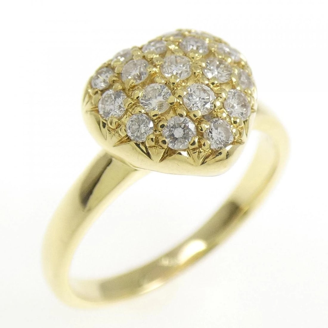 K18YG HEART PAVE DIAMOND RING: K18YG Heart Pave Diamond Ring Brand: Unbranded Type: Diamond Ring Material: K18 yellow gold, Main Stone/Creation Natural Color: Yellow Gold Size: US 5 Accessories: None Accessories Notice: When