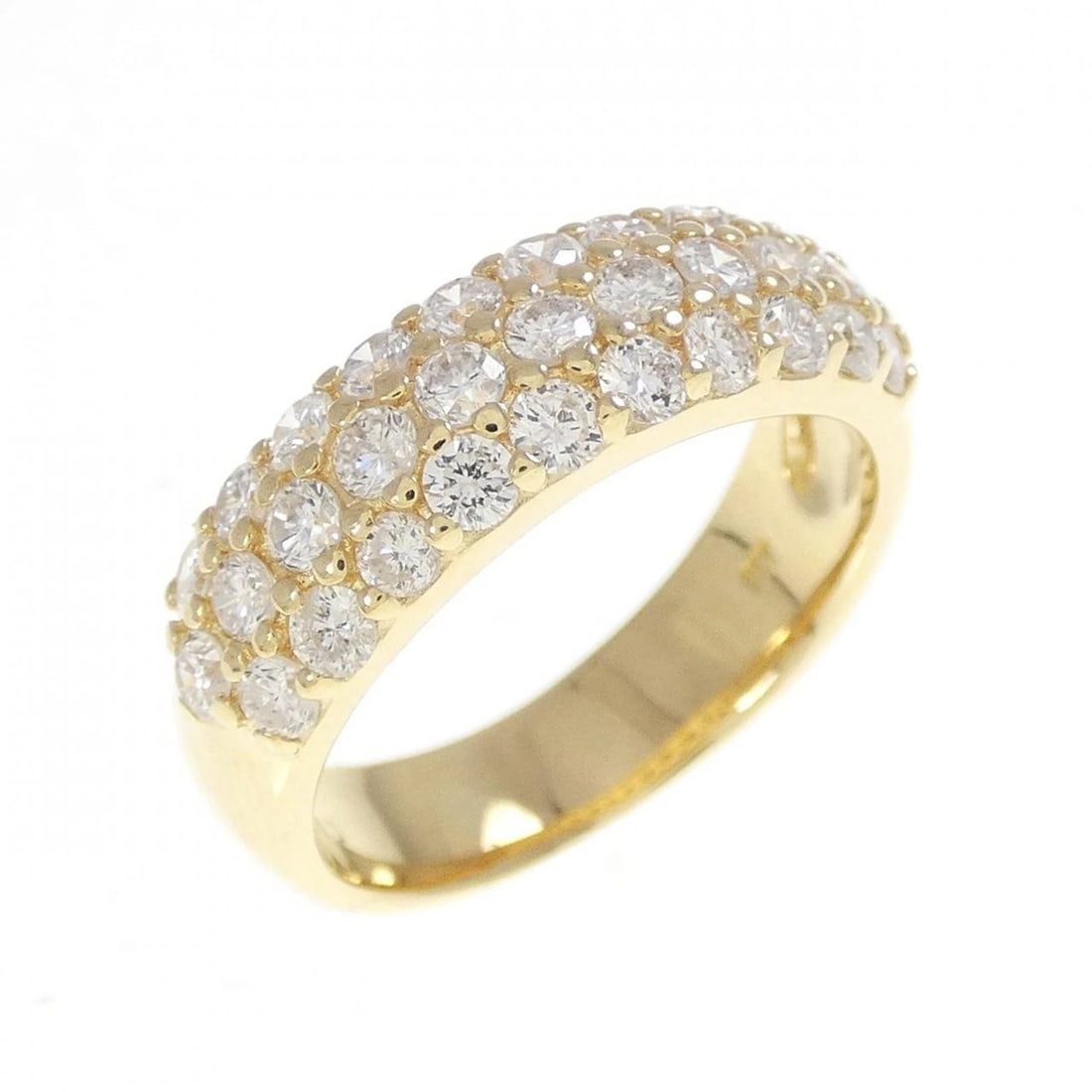 K18YG PAVE DIAMOND RING: K18YG Pave Diamond Ring Brand: Unbranded Type: Diamond Ring Material: K18 yellow gold, Main Stone/Creation Natural Color: Yellow gold Size: US 5 Accessories: None Accessories Notice: When