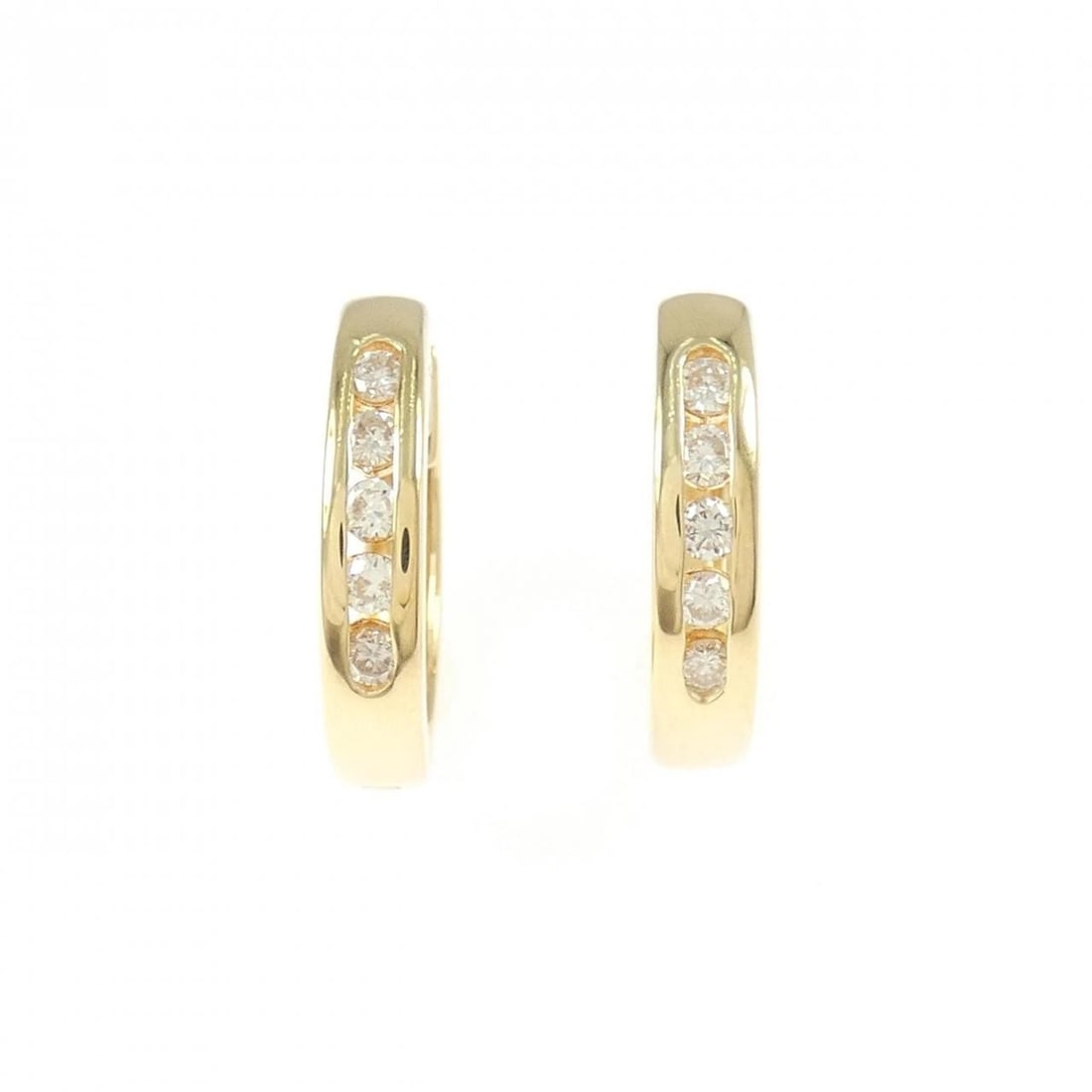 K18YG DIAMOND HOOP PIERCE: K18YG Diamond Hoop Pierce Brand: Unbranded Type: Diamond Pierce/Earring Material: K18YG, Main Stone/Creation Natural Color: Yellow Gold Size: Actual Size Approx. height x width: 16.0mm x 3.0mm