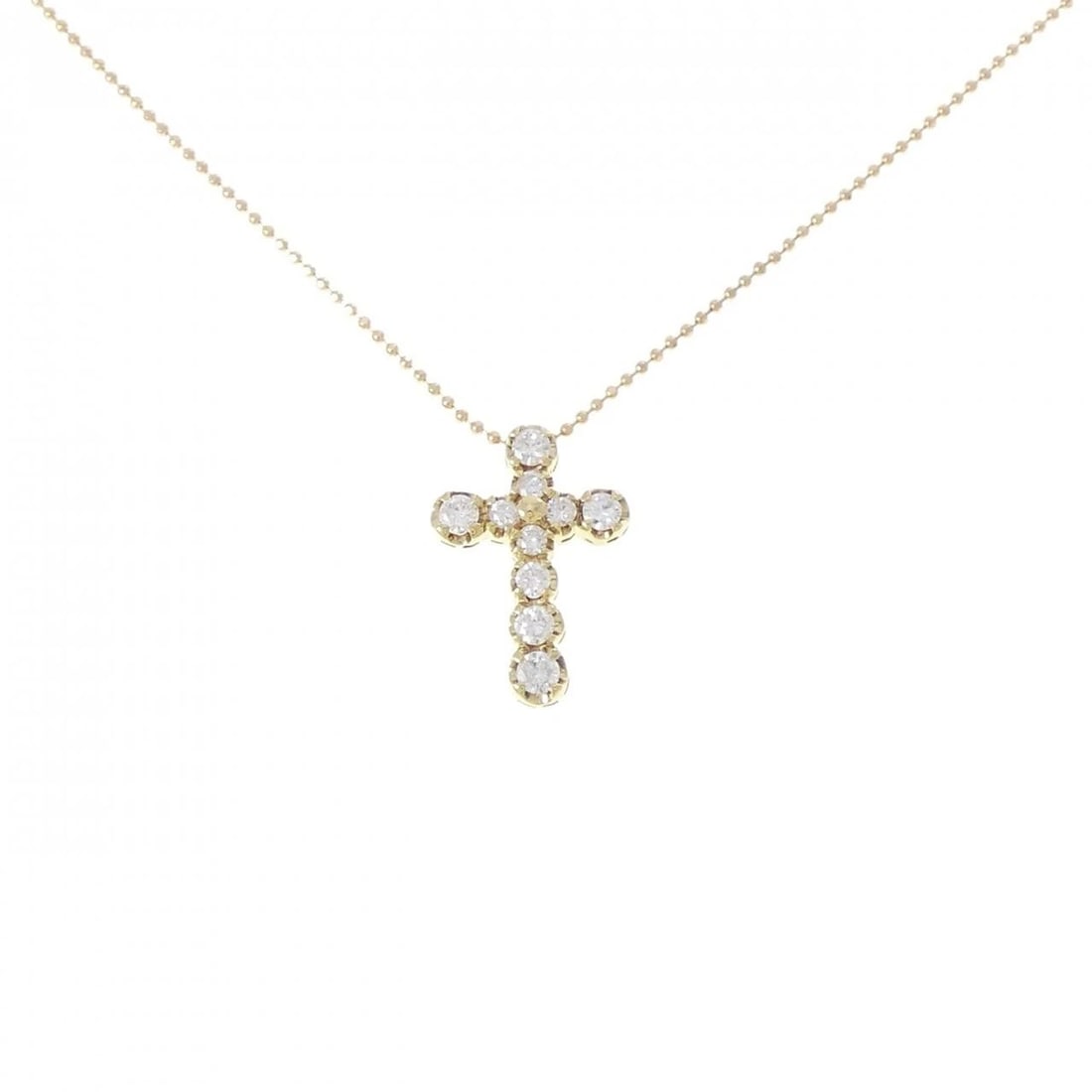 K18YG CROSS DIAMOND NECKLACE: K18YG Cross Diamond Necklace Brand: Unbranded Type: Diamond Necklace Material: K18 yellow gold, Main Stone/Creation Natural Color: yellow gold Size: 40cm Actual Size Pendant length approx. x width