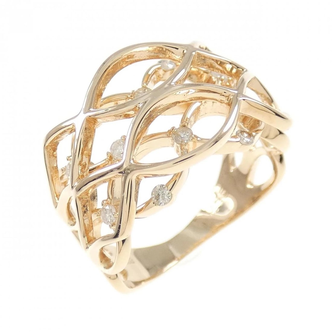 K18PG DIAMOND RING: K18PG Diamond Ring Brand: Unbranded Type: Diamond Ring Material: K18 Pink Gold, Main Stone/Creation Natural Color: Pink Gold Size: US 7 Accessories: None Accessories Notice: When purchasing pre-owned