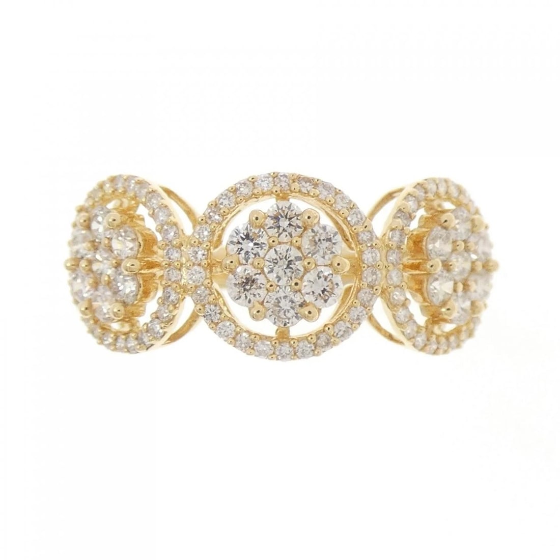 750YG FLOWER DIAMOND RING: 750YG Flower Diamond Ring Brand: Unbranded Type: Diamond Ring Material: 750 yellow gold, Main Stone/Creation Natural Color: yellow gold Size: US 6 1/4 Accessories: None Accessories Notice: When