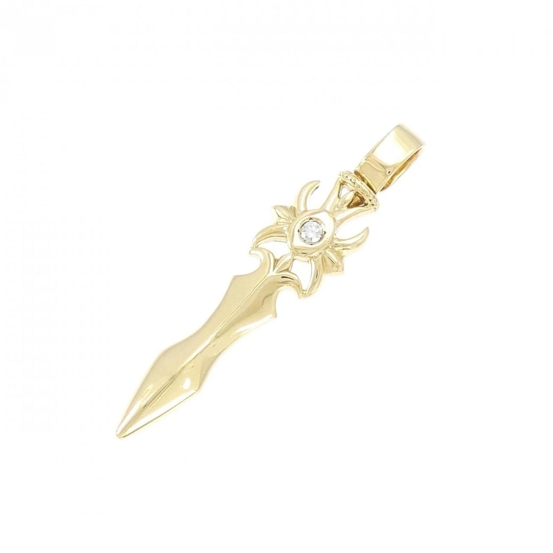 K18YG DIAMOND PENDANT: K18YG Diamond Pendant Brand: Unbranded Type: Diamond Pendant/Brooch Material: K18 yellow gold, Main Stone/Creation Natural Color: yellow gold Size: Actual Size Approx. length x width: 44.8mm x 10.6mm