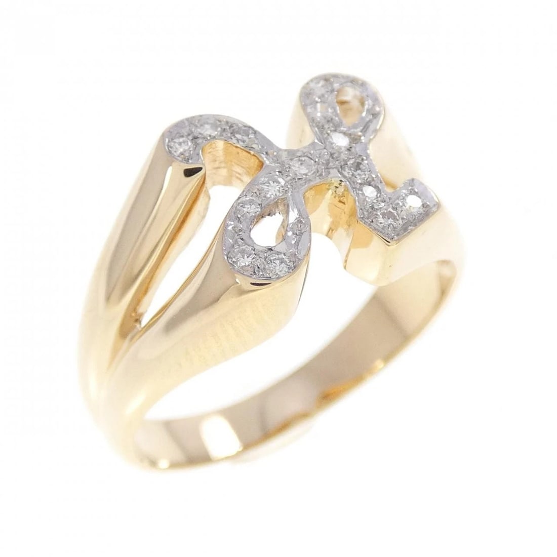 KT18YG/KT18WG INITIAL H DIAMOND RING: KT18YG/KT18WG Initial H Diamond Ring Brand: Unbranded Type: Diamond Ring Material: KT18 Yellow Gold / KT18 White Gold, Main Stone/Creation Natural Color: WG,YG Size: US 5 1/2 Accessories: None