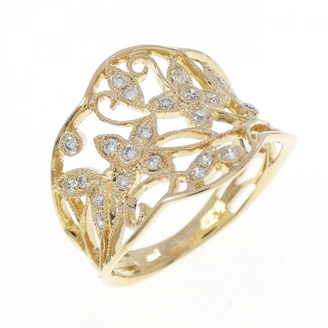 K18YG DIAMOND RING: K18YG Diamond Ring Brand: Unbranded Type: Diamond Ring Material: K18YG, Main Stone/Creation Natural Color: Yellow Gold Size: US 6 1/4 Accessories: None Accessories Notice: When purchasing